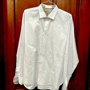 Men’s XL White Paisley Visconti Black Button-Down